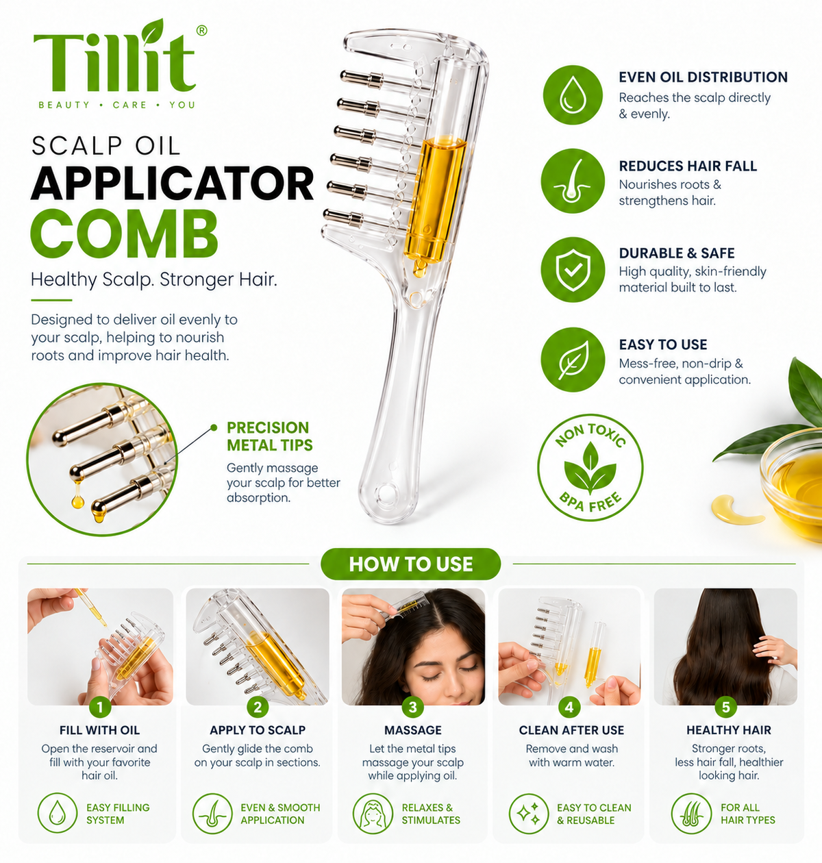 Precision Scalp Oil Applicator Comb